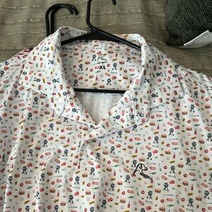 Men's Rhoback White Grill Master Patterned Shirt